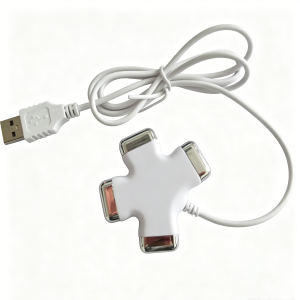 Cross Shaped 4-Port USB Hub, 1.35M Long Cable Portable USB Port Expander for Laptop Desktop PC