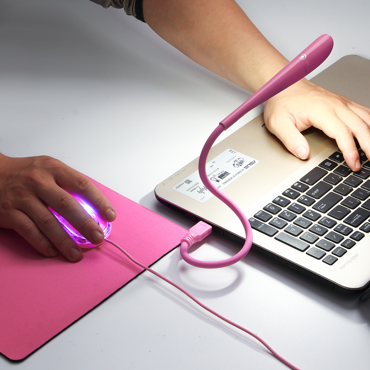 SOON GO Pink Mouse and Pad USB LED Light 3 in 1 Gift Comb Kids Mouse for Laptop Home Office Travel - Image 2