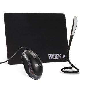 SOON GO Mini Mouse Pad Kids Mice for Laptop USB LED Light 3 in 1 Gift Combo Mouse Pad Non-Slip Rubber Base USB Reading Lamp with Dimmable Touch Switch and Flexible Gooseneck for Laptop Home Office