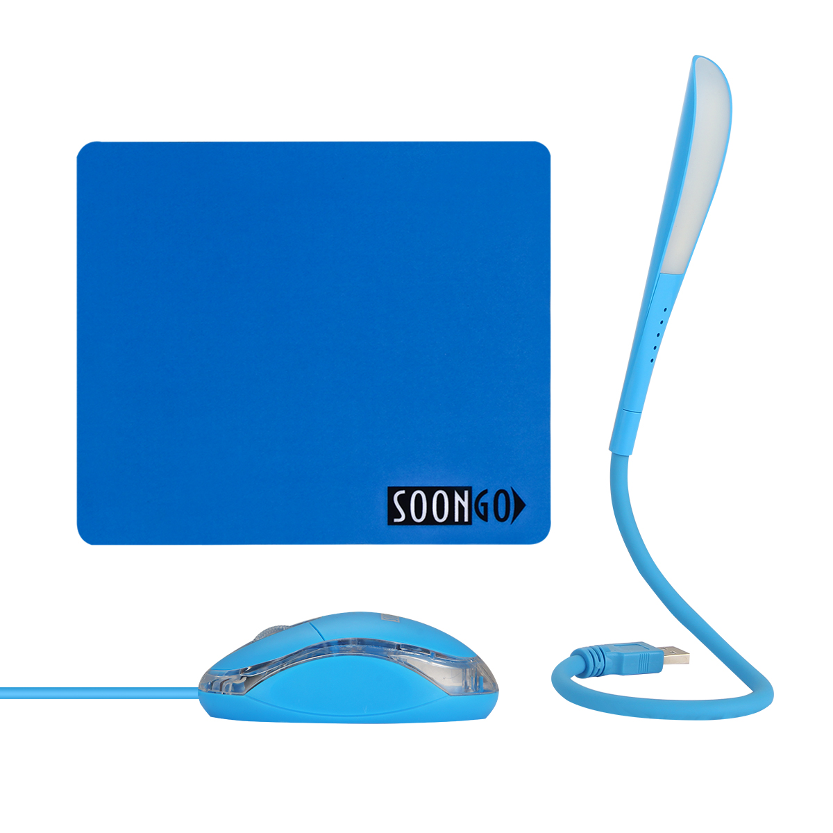 SOON GO Mini Mouse with Pad+USB LED Light 3 in 1 Gift Combo Kids Mice for Laptop Home Office Travel Blue - Image 5