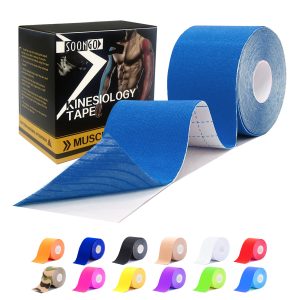 SOON GO Kinesiology Tape Pro 1/2/5 Rolls, 2 Inch High Elasticity Sports Tape Therapeutic Pain Relief–Physio Tape for Muscle Recovery & Joint Support, Waterproof & Hypoallergenic & Breathable–Blue