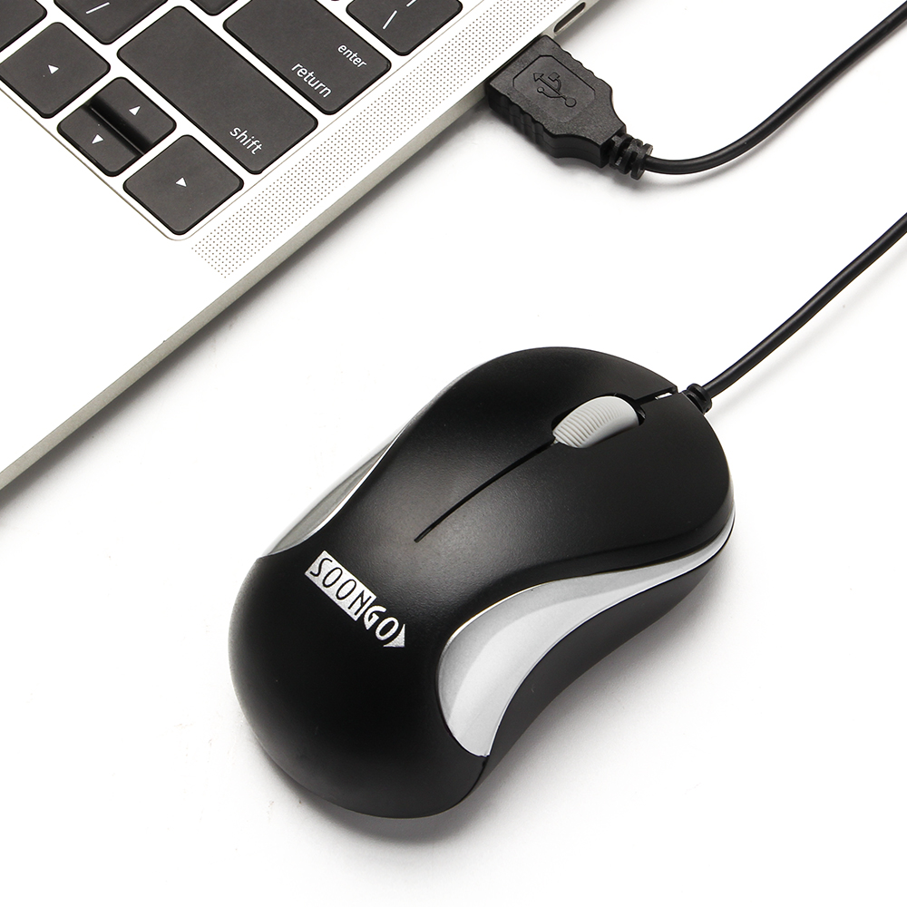 SOON GO Computer Mini USB Wired Optical Mouse Portable for Laptop, Notebook, MacBook - Silver - Image 6