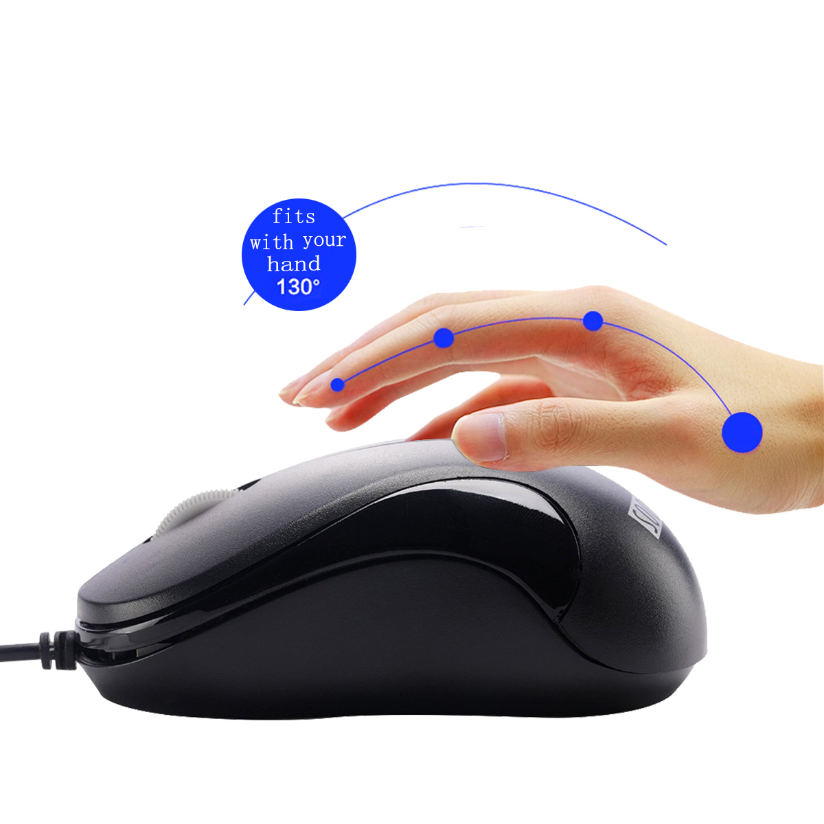 SOON GO Mini USB Wired Mouse for Laptop, Office, Business, Notebook, MacBook, Desktop, Chromebook, PC - Black - Image 5