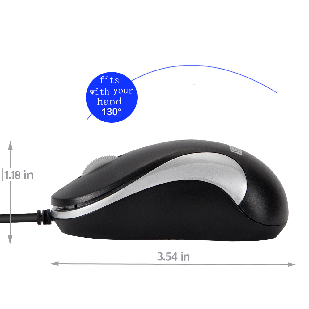 SOON GO Computer Mini USB Wired Optical Mouse Portable for Laptop, Notebook, MacBook - Silver - Image 5