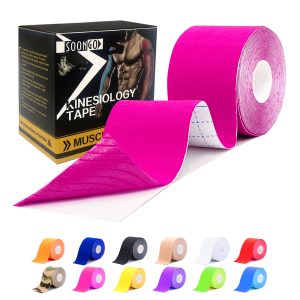 SOON GO Kinesiology Tape, 2 ih x 16.4 ft Uncut Athletic Tape, Waterproof Breathable Latex-Free, Muscle Recovery & Joint Support, Pink (1/2/5 Rolls) | Uncut Athletic Tape, Waterproof, Breathable, Latex-Free, Muscle Recovery & Joint Support