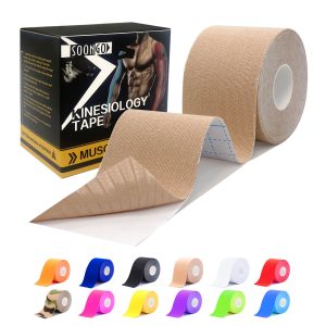 SOON GO Kinesiology Tape, 2 ih x 16.4 ft Uncut athletic tape, Waterproof Breathable Latex-Free, Muscle Recovery & Joint Support, Beige (1/2/5 Rolls)