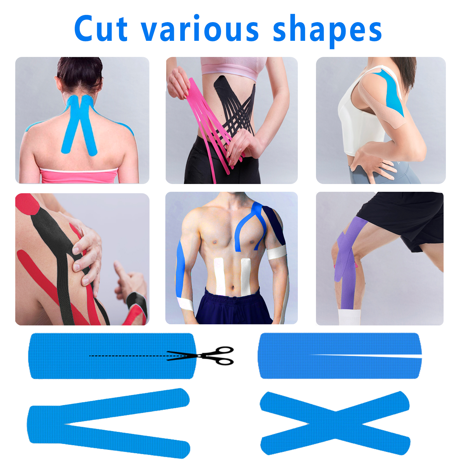 SOON GO Kinesiology Tape Pro 1/2/5 Rolls, 2 Inch High Elasticity Sports Tape Therapeutic Pain Relief–Physio Tape for Muscle Recovery & Joint Support, Waterproof & Hypoallergenic & Breathable–Blue - Image 2