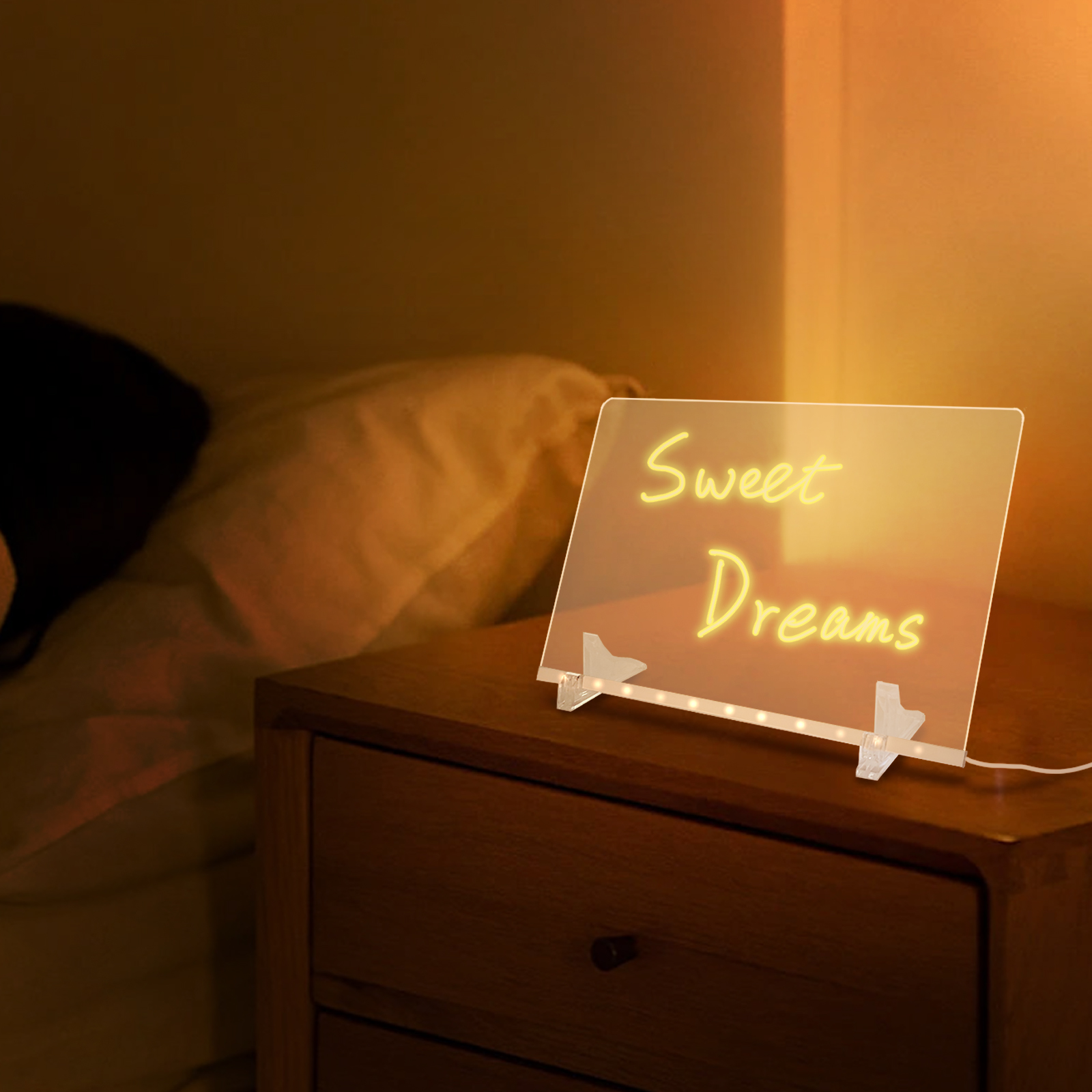 SOON GO LED Note Board, Acrylic Dry Erase Board with Light, 7.9"x7.9" Rewritable Glowing Graffiti Message Board w/ 8 Color Markers, Fit for Home/Shop/Office/Festivals - Image 2