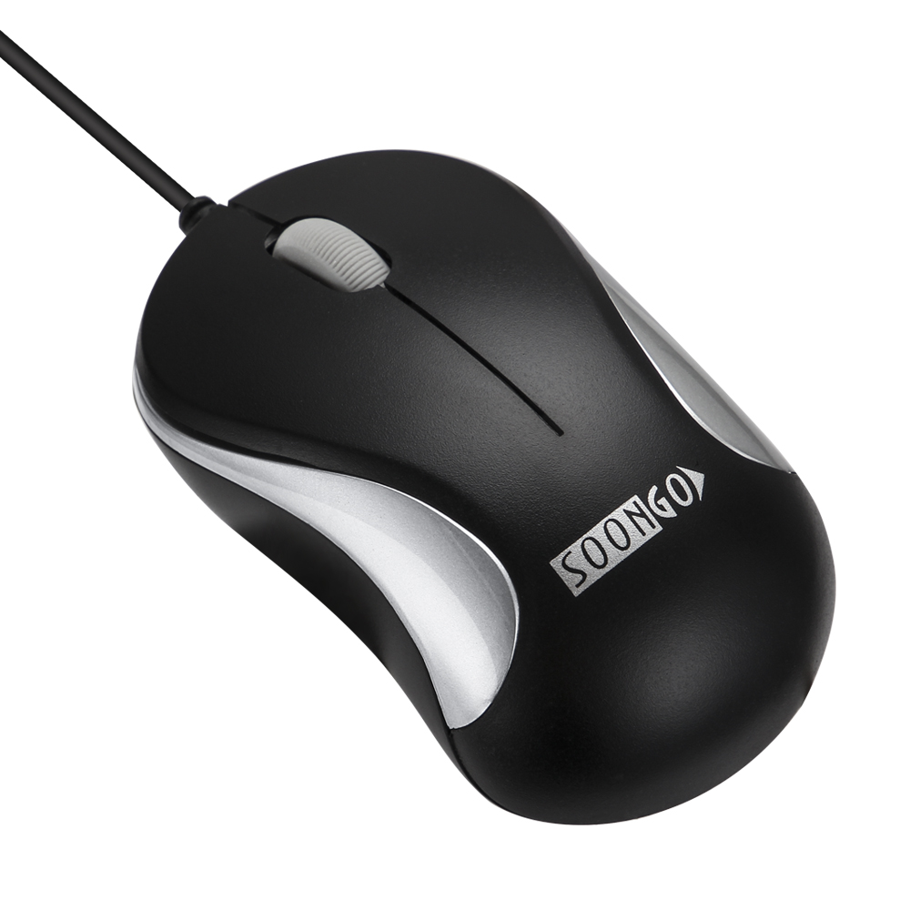 SOON GO Computer Mini USB Wired Optical Mouse Portable for Laptop, Notebook, MacBook - Silver