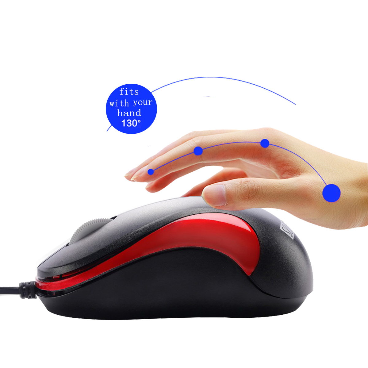 SOON GO Wired Mouse,Mini Optical Computer Mouse with Ergonomic Design for Laptop, Chromebook, PC, Desktop, Mac, Notebook-Red - Image 4