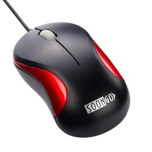 SOON GO Wired Mouse,Mini Optical Computer Mouse with Ergonomic Design for Laptop, Chromebook, PC, Desktop, Mac, Notebook-Red