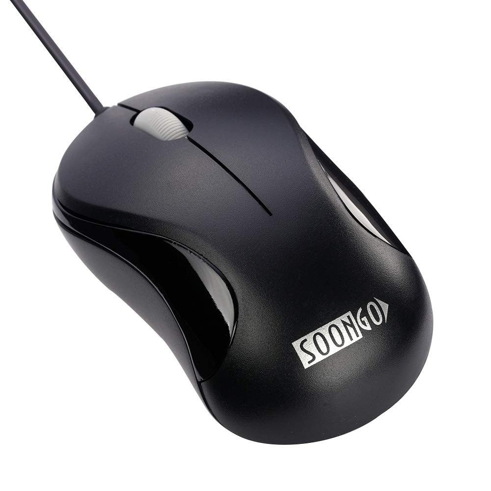 SOON GO Mini USB Wired Mouse for Laptop, Office, Business, Notebook, MacBook, Desktop, Chromebook, PC - Black