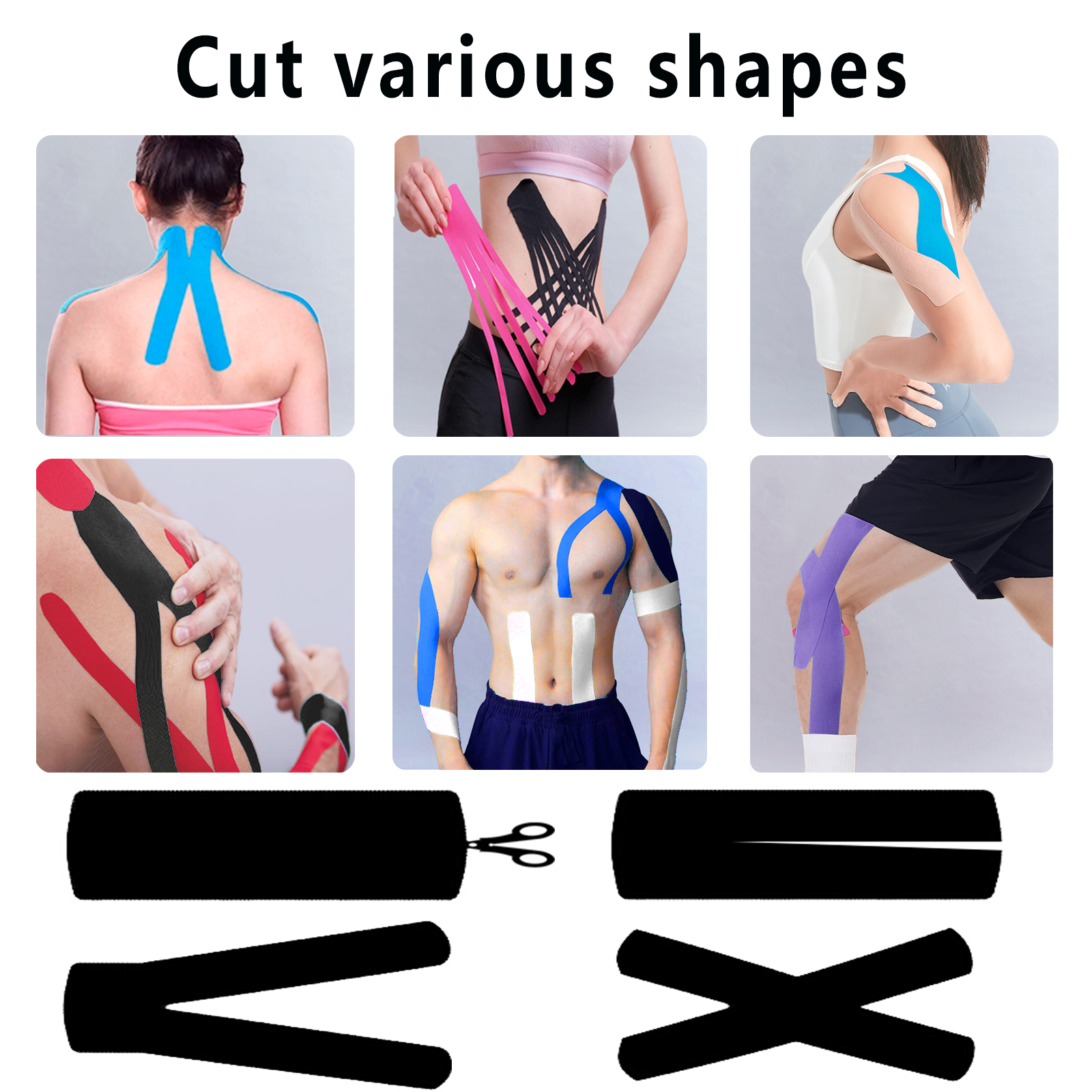 SOON GO Kinesiology Tape 1/2/5 Rolls, 2 Inch High Elasticity Sports Tape Therapeutic Pain Relief–Physio Tape for Muscle Recovery & Joint Support, Waterproof & Hypoallergenic & Breathable–Black - Image 3